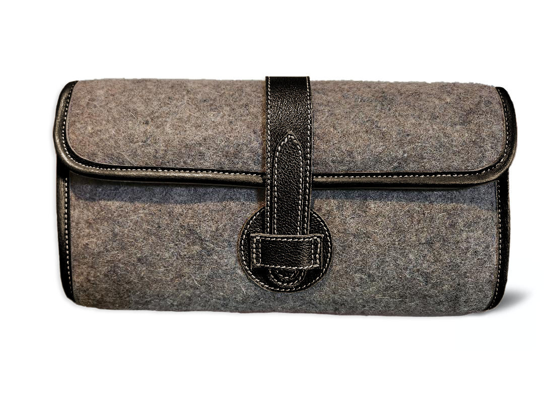 Adrian Clutch - Wool Blend - Black leather – Modus Rio