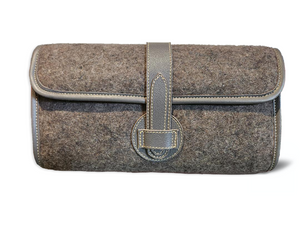 Adrian Clutch - Wool Blend - Grey leather