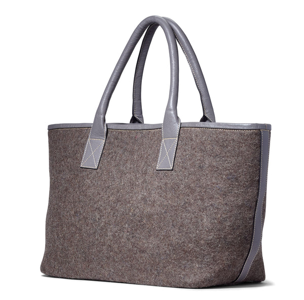 Lola tote- Grey wool blend- grey leather