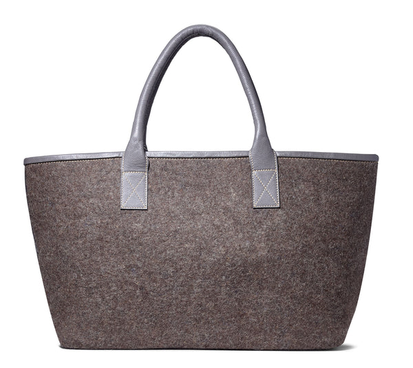Lola tote- Grey wool blend- grey leather