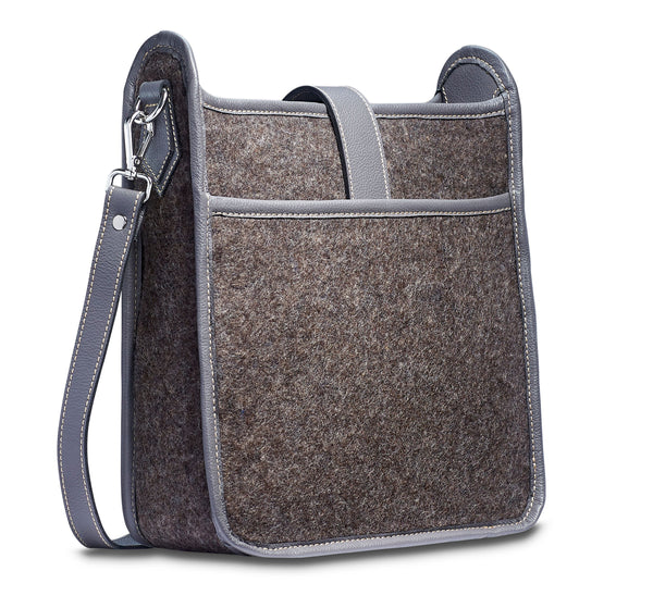 Bailey Crossbody - Wool Blend - Grey leather