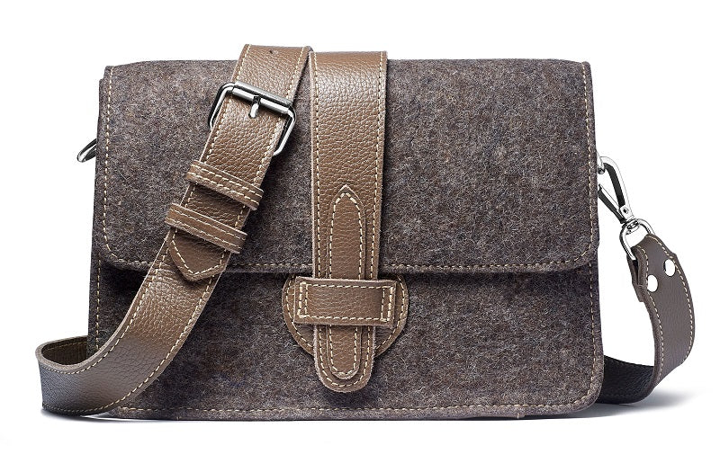 Carrie crossbody - Grey wool blend- taupe leather – Modus Rio